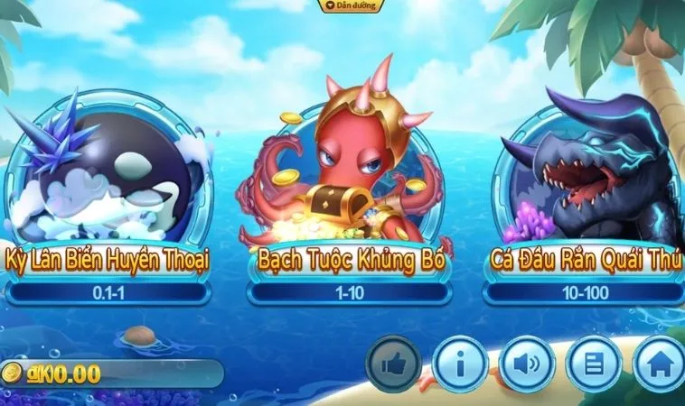 Các phòng chơi trong game Bắn Cá Vua Hải Tặc Tại V7Bet