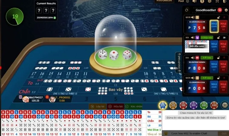 Các cửa cược trong game Tài Xỉu Nhà Cái V7Bet