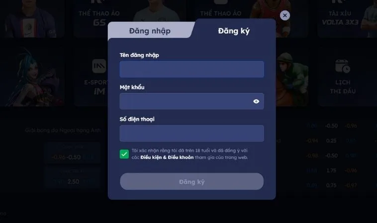 Đăng Ký V7Bet Nhanh Chóng Nhận Ngay Ưu Đãi Khủng 2 Giao diện đăng ký V7Bet