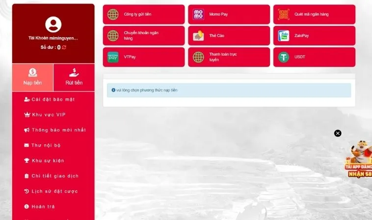 Hướng Dẫn Thao Tác Nạp Tiền V7Bet Đơn Giản Và Nhanh Chóng Nhất 2025 2 Các phương thức hỗ trợ nạp tiền V7Bet