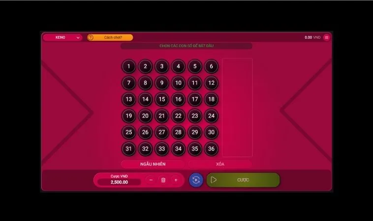 Chi Tiết Cách Chơi Game Nhanh Keno Tại V7Bet Với Tỷ Lệ Trúng Thưởng Cao 1 Keno Tại V7Bet